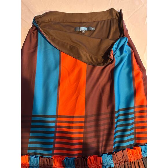 Anthropologie Eva Franco Flounced Midi Skirt size 4 ruffles career bold luxury - Picture 4 of 8